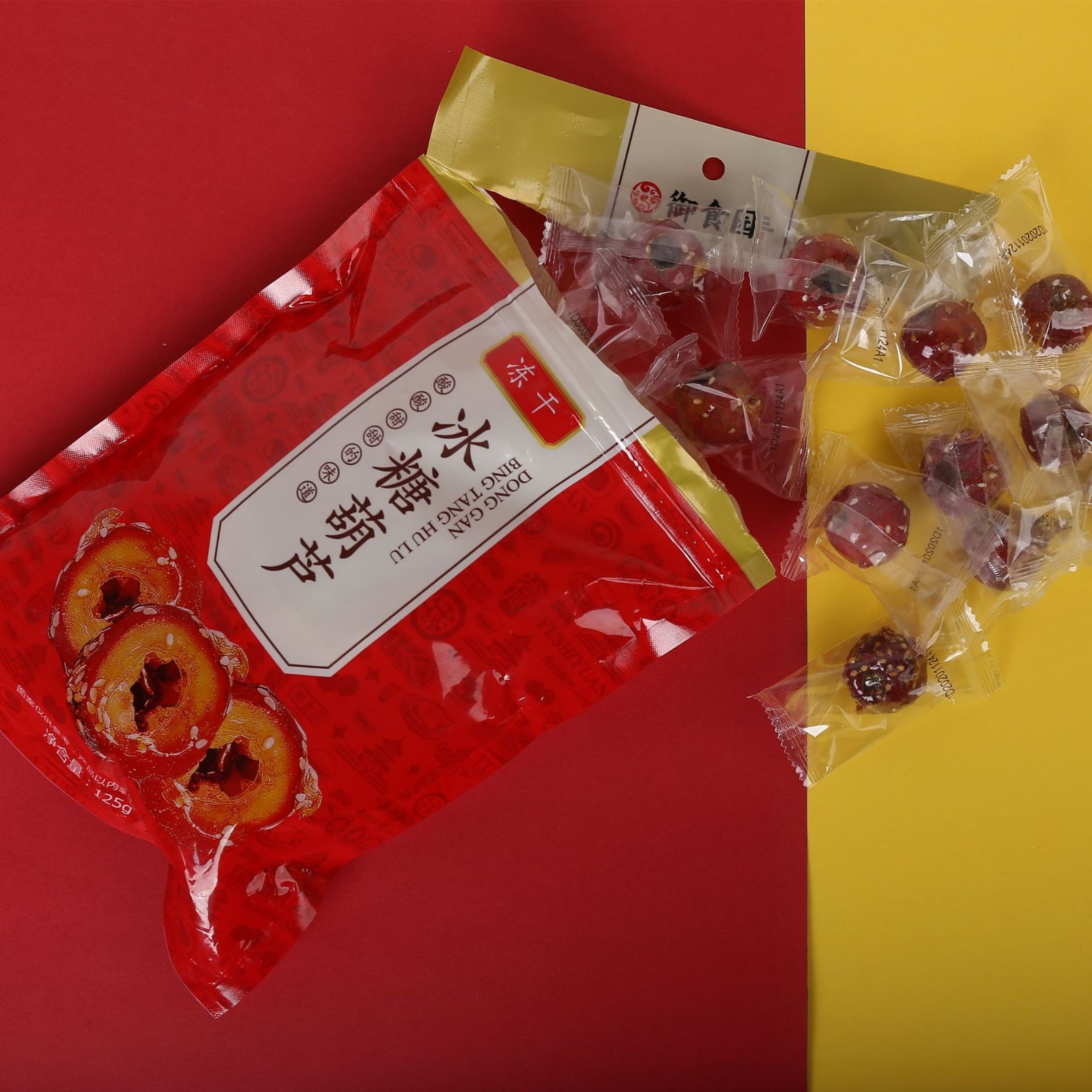 御食园冻干冰糖葫芦125g老北京特产冻干山楂整颗空心红果脆无核图5