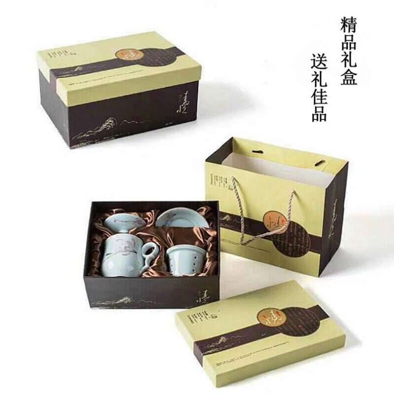 德化陶瓷过滤茶杯带盖茶水分离泡茶马克杯周年纪念会议杯图5