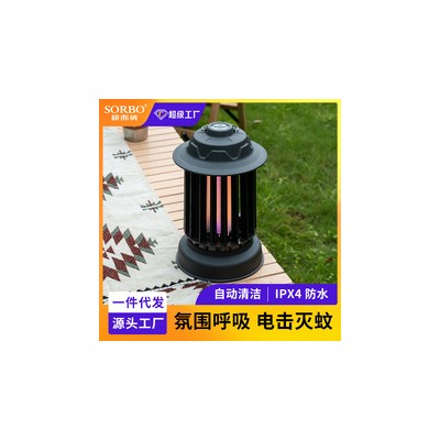 跨境亚马逊户外露营灯防水照明便携式可悬挂野营多功能火焰灭蚊灯