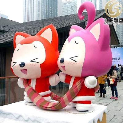 玻璃钢雕塑定制商场卡通IP公仔摆件大型园林景观动物校园广场厂家