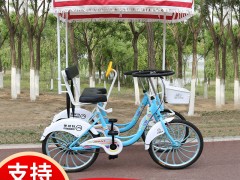 奥威特公园旅游景区车共享自行车扫码骑行观光脚踏车联排双人车