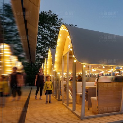 星幕帐篷户外度假田园露营风格方形卡座包间火锅烧烤餐厅野营星空