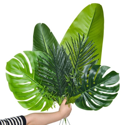 散尾葵旅人蕉叶仿真绿植叶片龟背叶跨境货源派对装饰餐桌插花配件